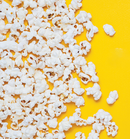 image of popcorn on a yellow background