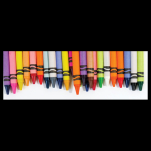 single row of multi-color crayola crayons